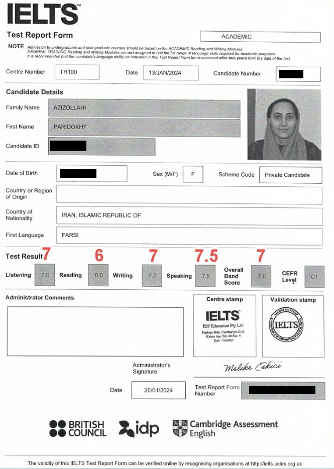 نتیجه آیلتس